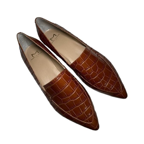 Marc Fisher, Zurri Pointed Toe Flats in Cognac Croco Embossed Leather 7 NEW‎ - Picture 4 of 7